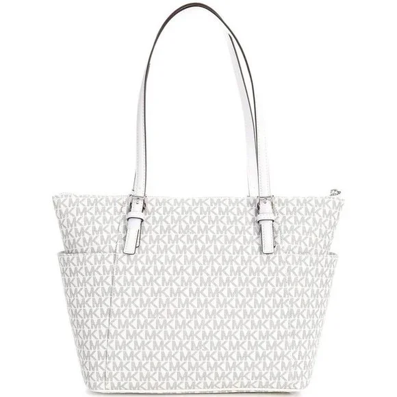 Michael Kors Jet Set East West Top Zip Signature Logo Tote Bag - Picture 2 of 11